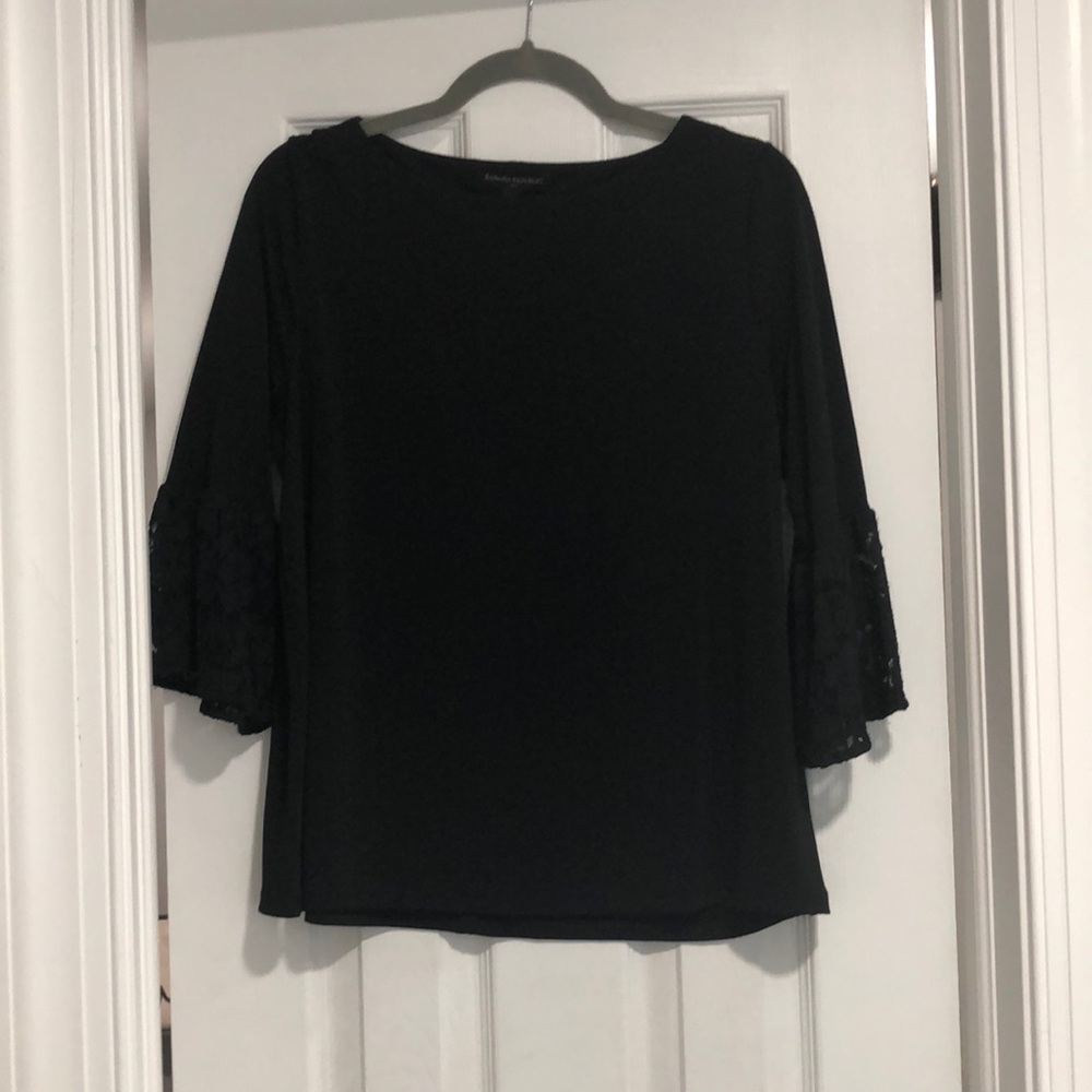 Black lace bell sleeve top